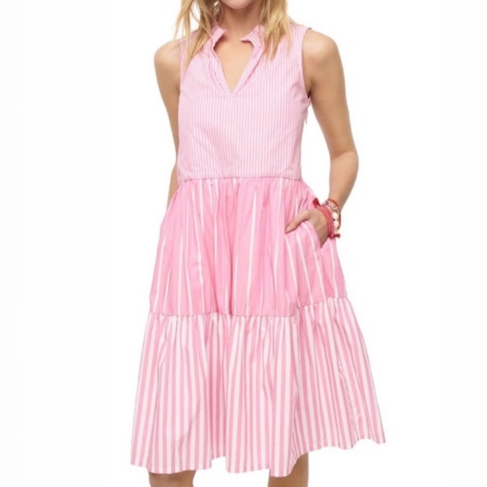 Pink Striped Sleeveless Dress